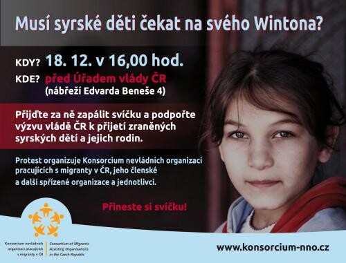 Demonstrace za přijetí syrských uprchlíků. Musí syrské děti čekat na svého Wintona?